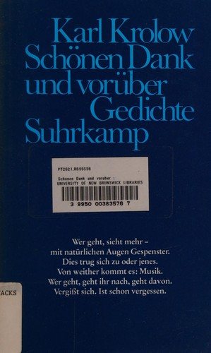 Couverture : Schönen Dank und vorüber