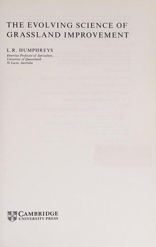 Couverture : The evolving science of grasslandimprovement