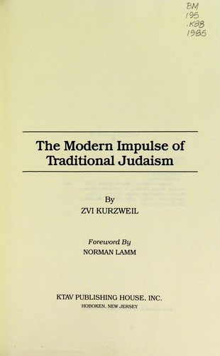 Couverture : The modern impulse of traditional Judaism