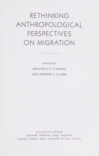 Couverture : Rethinking anthropological perspectives on migration