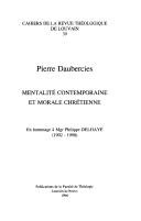 Couverture : Mentalité contemporaine et morale chrétienne. En hommage à Mgr Philippe Delhaye (1902-1990).