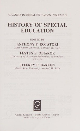 Couverture : History of Special Education