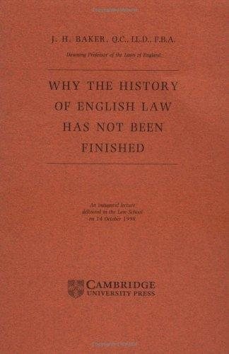 Couverture : Why the history of English law has not been finished
