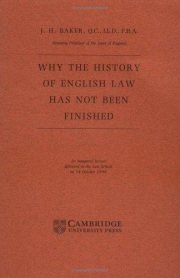 Couverture : Why the history of English law has not been finished