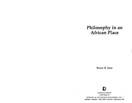 Couverture : Philosophy in an African Place