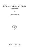 Couverture : Horace's Roman Odes
