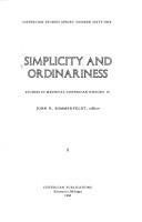 Couverture : Simplicity and ordinariness