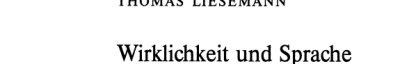 Couverture : Wirklichkeit und Sprache
