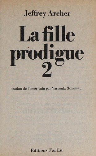 Couverture : La fille prodigue  t2 ***