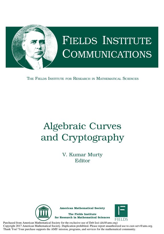 Couverture : Algebraic curves and cryptography