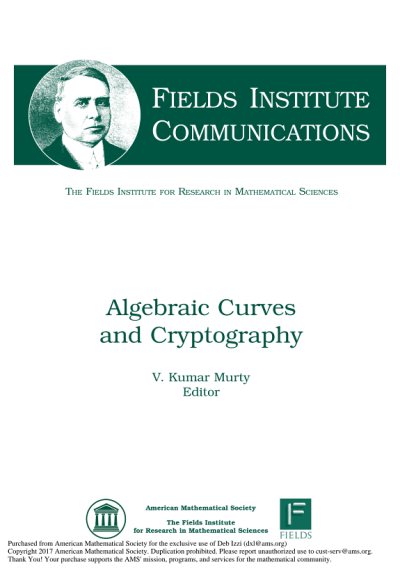 Couverture : Algebraic curves and cryptography
