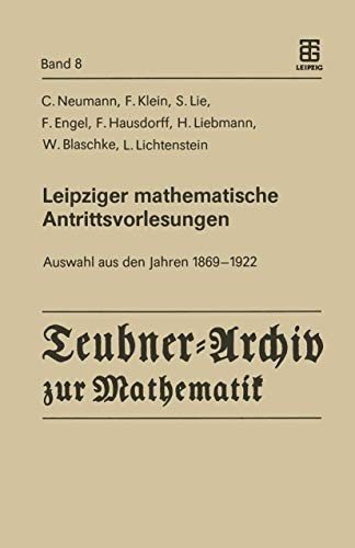 Couverture : Leipziger mathematische Antrittsvorlesungen
