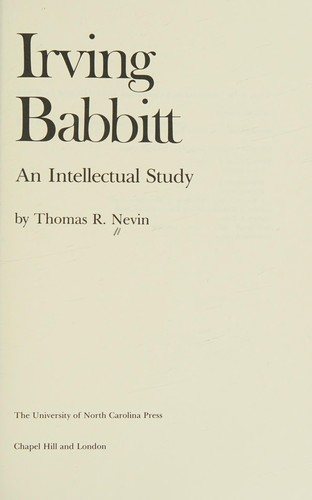 Couverture : Irving Babbitt