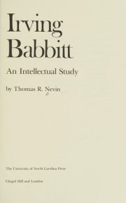 Couverture : Irving Babbitt
