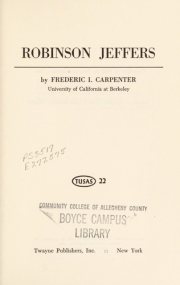 Couverture : Robinson Jeffers (Twaynes United States Author Series)