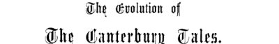 Couverture : Evolution of Canterbury Tales