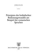 Couverture : Prinzipien des lexikalischen Bedeutungswandels am Beispiel der romanischen Sprachen