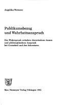 Couverture : Publikumsbezug und Wahrheitsanspruch