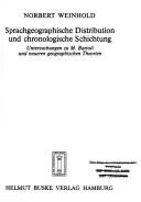 Couverture : Sprachgeographische Distribution und chronologische Schichtung