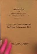 Couverture : Saros cycle dates and related Babylonian astronomical texts
