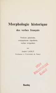Couverture : Morphologie historique des verbes français