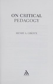 Couverture : On critical pedagogy