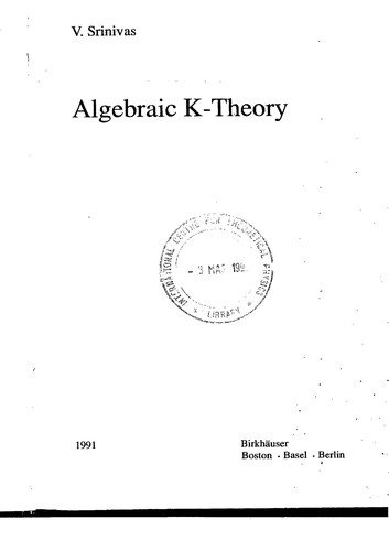 Couverture : Algebraic K-theory