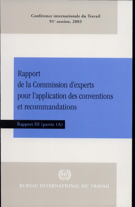 Couverture : Rapport de la Commission d'experts pour l'application des conventions et recommandations