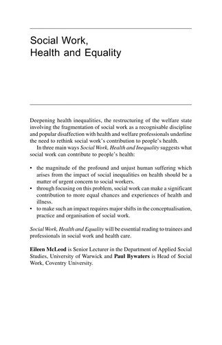 Couverture : Social work, health, and equality