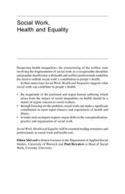 Couverture : Social work, health, and equality