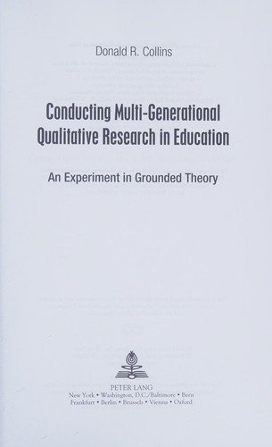 Couverture : Conducting Multi-generational Qualitative Research in Education