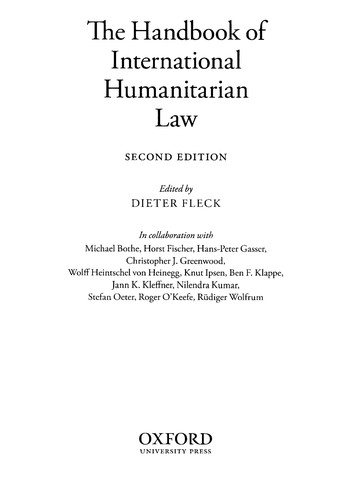 Couverture : The handbook of international humanitarian law