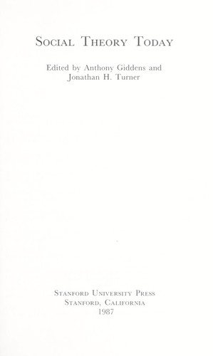 Couverture : Social theory today