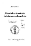 Couverture : Historisch-systematische Beiträge zur Anthropologie
