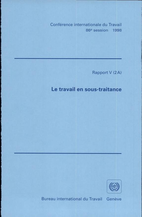 Couverture : Le travail en sous-traitance