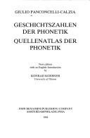 Couverture : Geschichtszahlen der Phonetik ; Quellenatlas der Phonetik / Giulio Panconcelli-Calzia ; with an English introduction by Konrad Koerner.