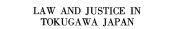 Couverture : Law and justice in Tokugawa Japan