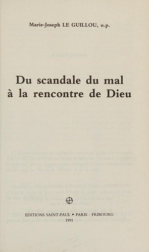 Couverture : Du scandale du mal à la rencontre de Dieu
