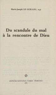Couverture : Du scandale du mal à la rencontre de Dieu