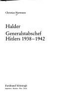 Couverture : Halder, Generalstabschef Hitlers, 1938-1942