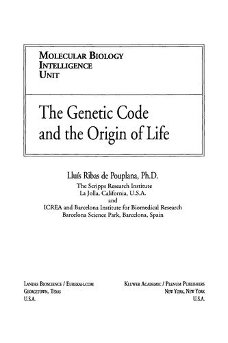 Couverture : The genetic code and the origin of life