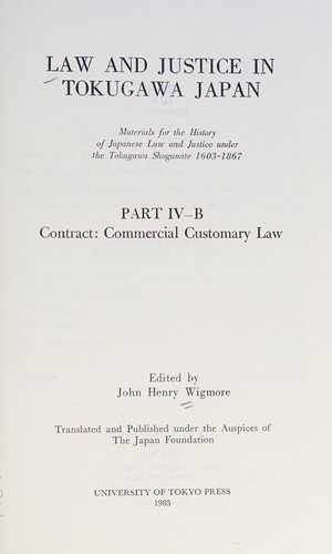 Couverture : Law and justice in Tokugawa Japan