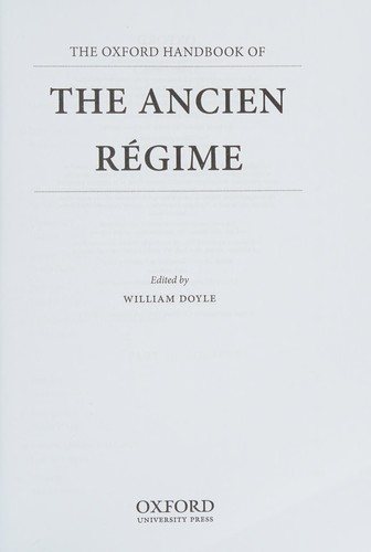 Couverture : The Oxford Handbook of the Ancien Régime