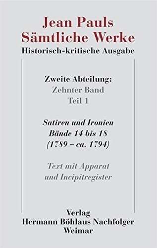 Couverture : Jean Pauls Sämtliche Werke. Historisch-kritische Ausgabe : Zweite Abteilung. Band 10.1