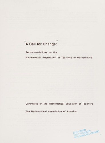 Couverture : A call for change