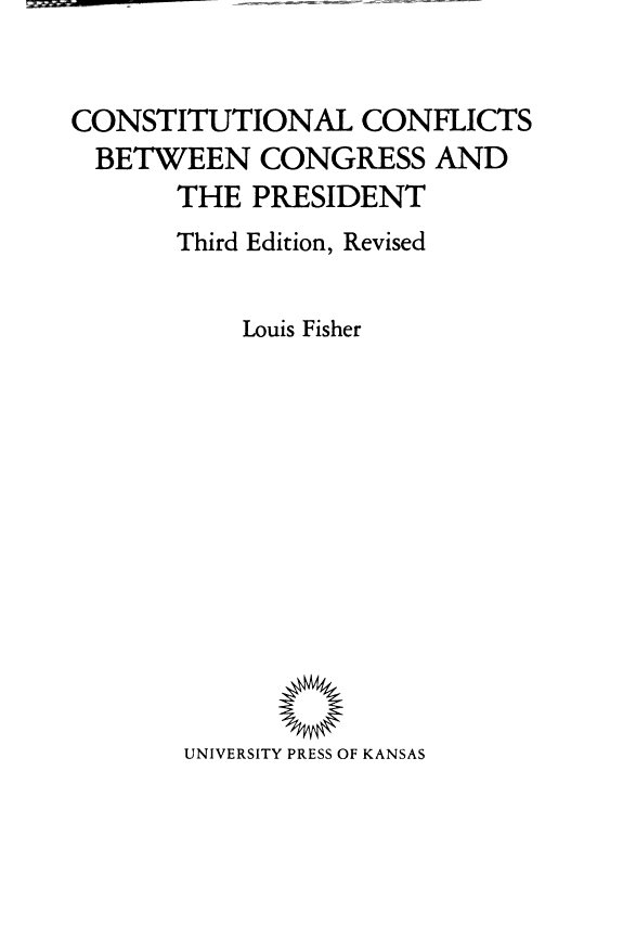 Couverture : Constitutional conflicts between Congress and the President
