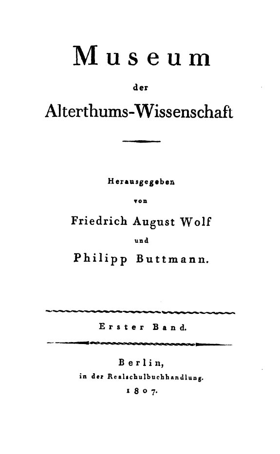 Couverture : Darstellung der Altertumswissenschaft nach Begriff, Umfang, Zweck und Wert