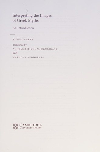 Couverture : Interpreting the Images of Greek Myths