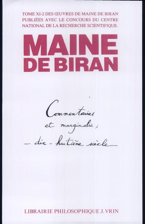 Couverture : Maine de Biran