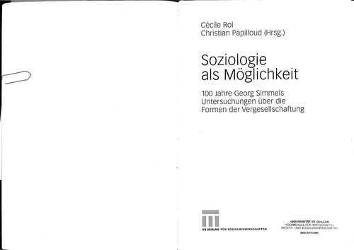 Couverture : Soziologie als Möglichkeit